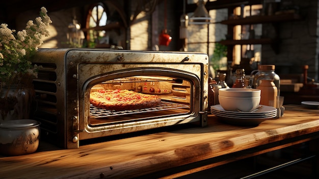 Photo oven on a kitchen table