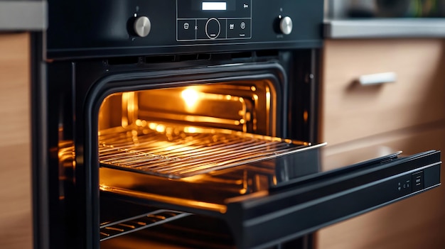 Photo an oven with a digital display that says  light  on the top