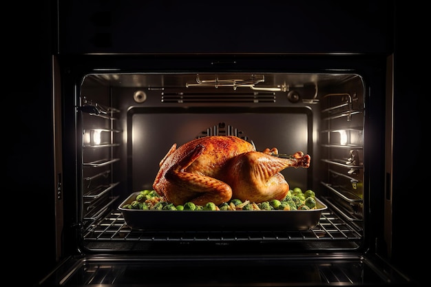 Ovenbaked turkey with vegetables a traditional American dish for the Thanksgiving holiday