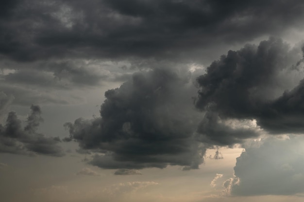 Overcast heavy sky with gray heavy clouds Bad weather typhoon cyclone storm