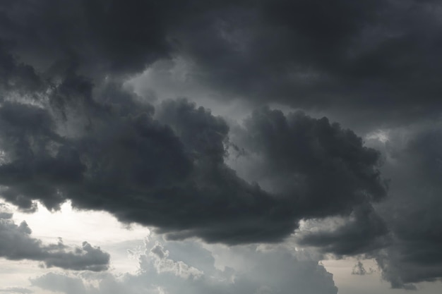 Overcast heavy sky with gray heavy clouds Bad weather typhoon cyclone storm