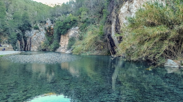 Overflowing nature in Montanejos Mijares River Castellon Spain