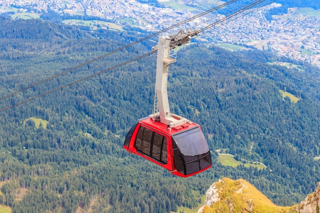 Overhead cable car to the top of Mount Pilatus in Canton Lucerne Switzerland