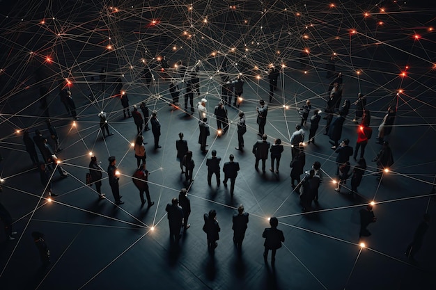 Overhead Glimpse of Interconnected Crowd A Networked View