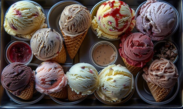 Overhead Shot of Ice Cream Tasting Flight