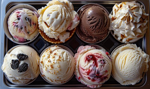 Overhead Shot of Ice Cream Tasting Flight