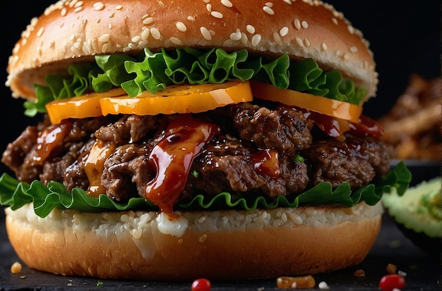 Overhead shot of an Irish Guinness Stout Stacker Burger