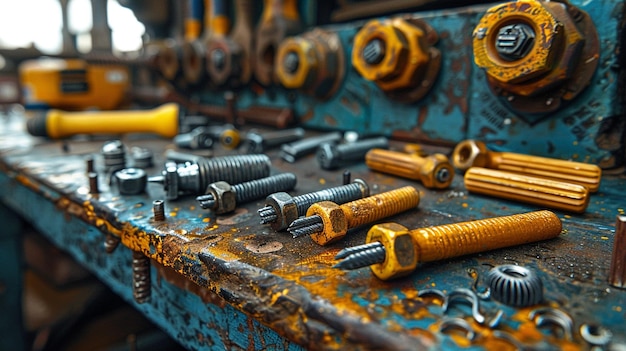 An Overhead Shot Of A Workbench Cluttered Background