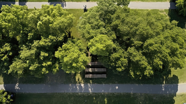 Above overhead tree border top view