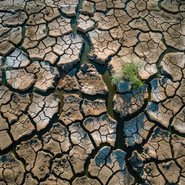 Photo overhead view of arid droughtaffected terrain