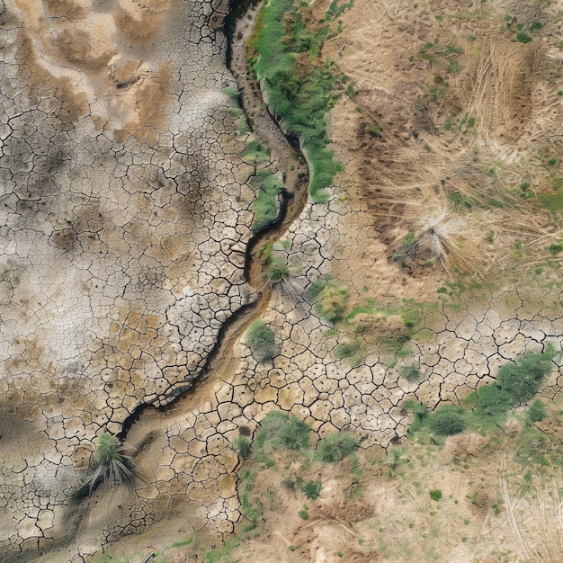 Photo overhead view of arid droughtaffected terrain