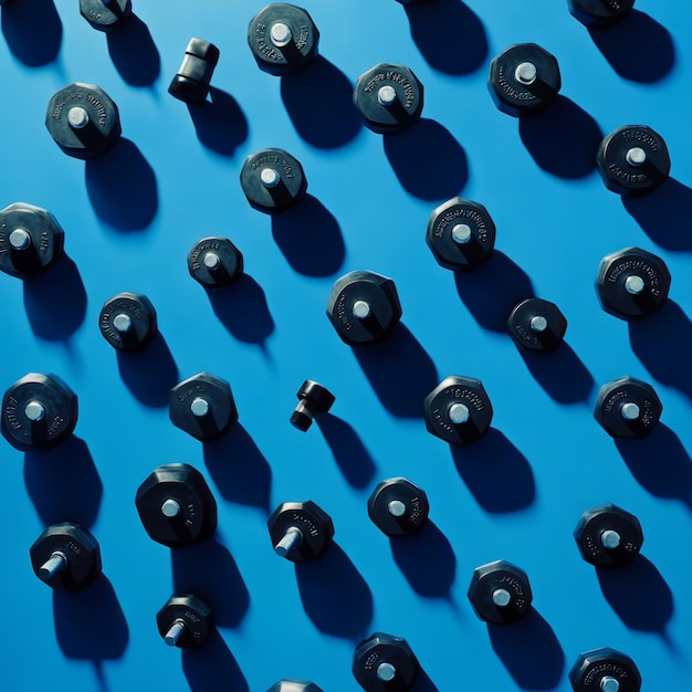 Overhead View of Dumbbells on Gym Floor Editorial Photography 1