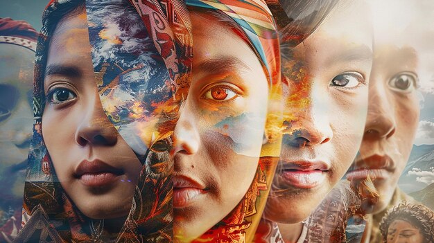 Photo overlay multiple images to symbolize cultural diversity