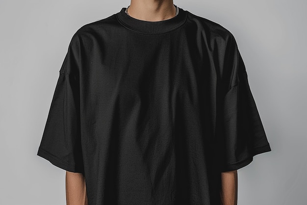 Photo oversized black shirt mockup blank design