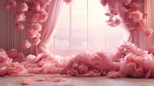 Oversized pink florals and vines Generative AI