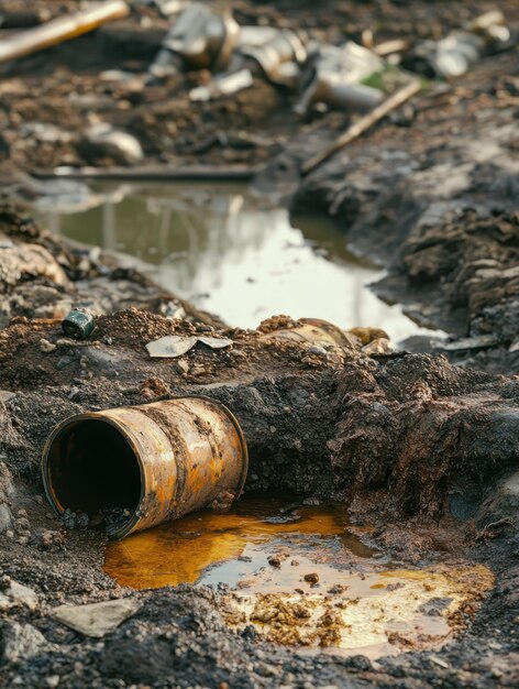 Photo overwhelming amount of chemical waste seeping into groundwater