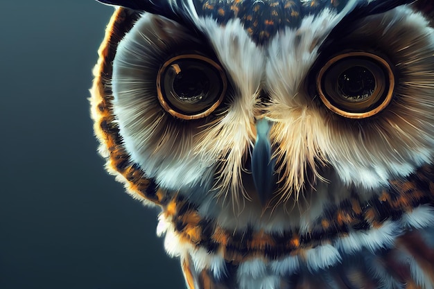 An owl animal bird Portrait of an owl Digital art style illustration painting