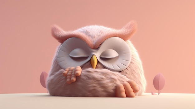 Owl on background 3d rendering