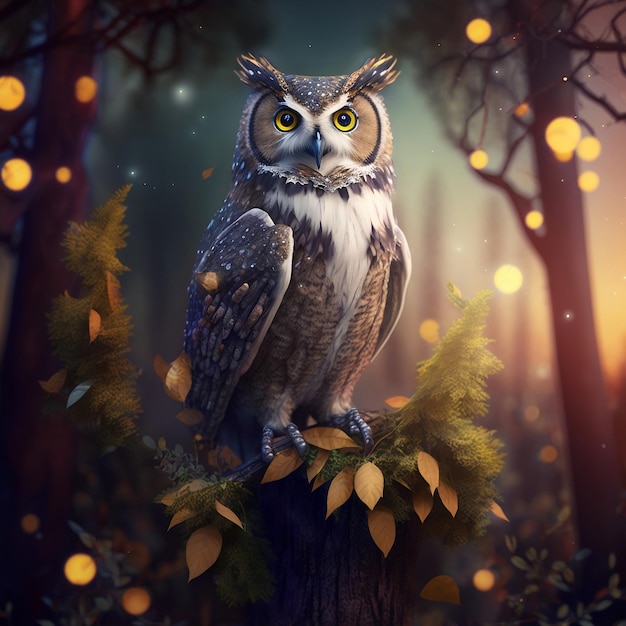 owl bird in forest