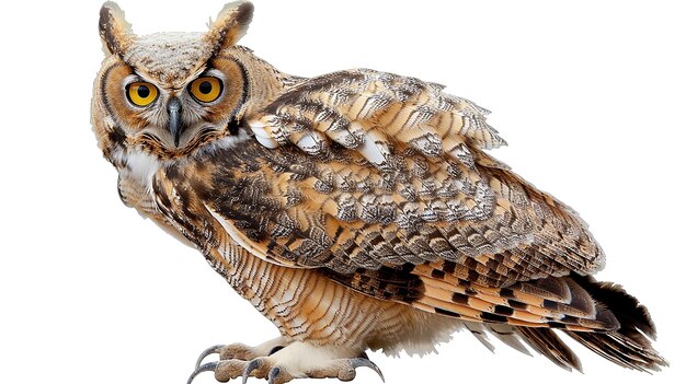 a Owl bird with a white background