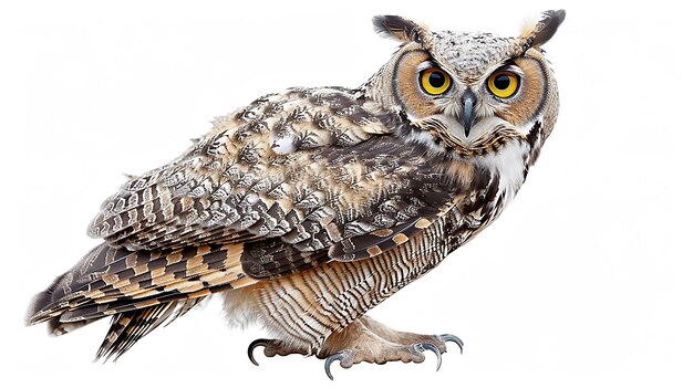 a Owl bird with a white background