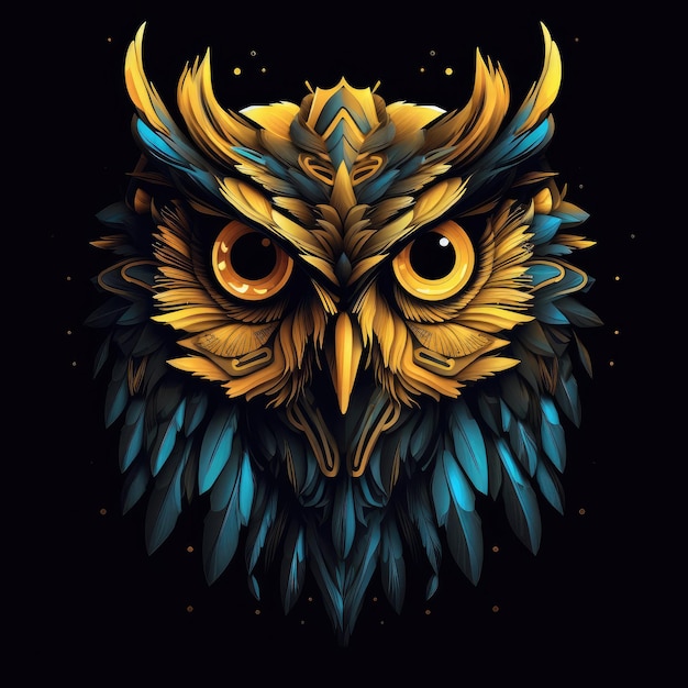 Owl black background 4 colors unreal