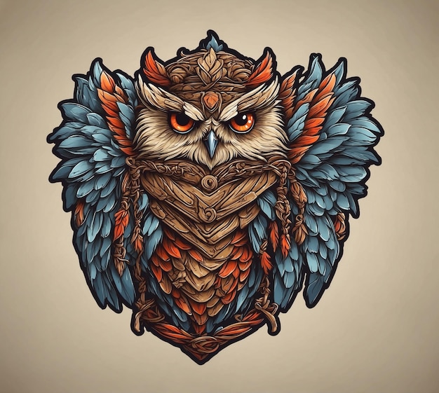 Owl in a cap of a marine officer Vector illustration