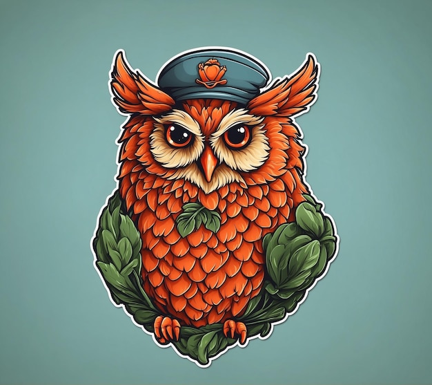 Owl in a cap of a police officer Vector illustration