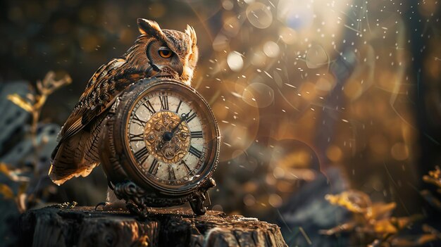 Photo an owl clock with roman numerals on it and the time is 12  00