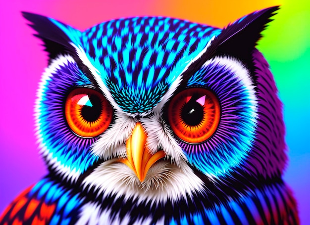 Owl on a colorful background Generative AI