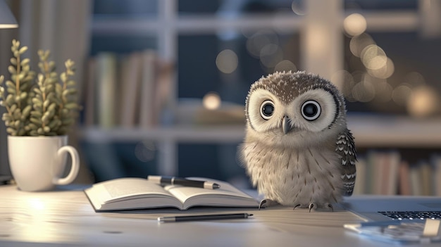 Photo owl on a desk