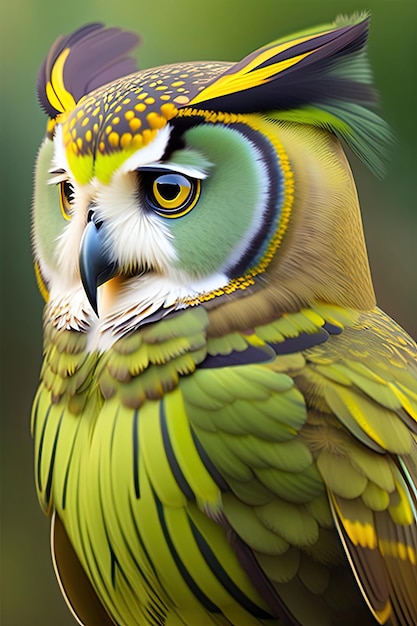 Owl in Green color