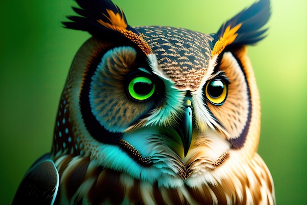 Owl in Green color