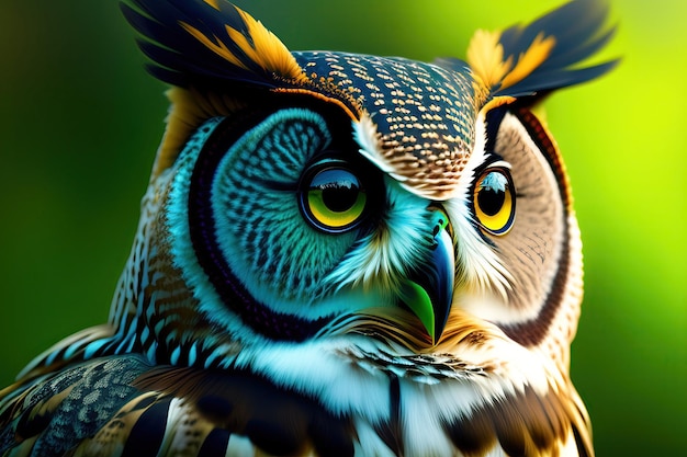 Owl in Green color