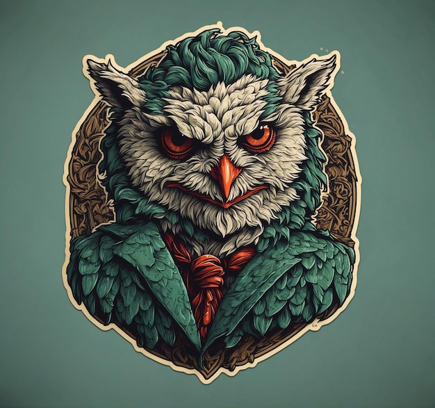 Owl head vector illustration Stylized owl with tshirt