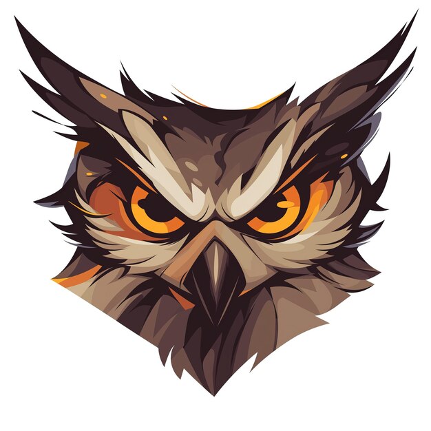 Photo owl head with a gaze on a white background 2d logo