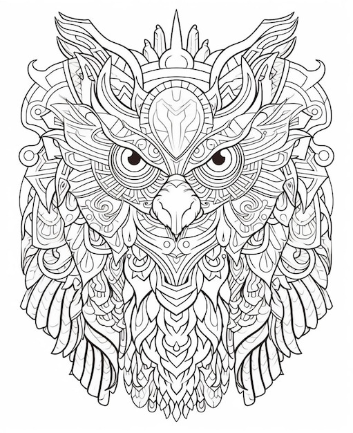 Owl head with a pattern on the head.