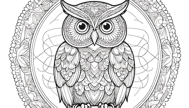 Photo an owl is shown in a circle with a pattern of circles