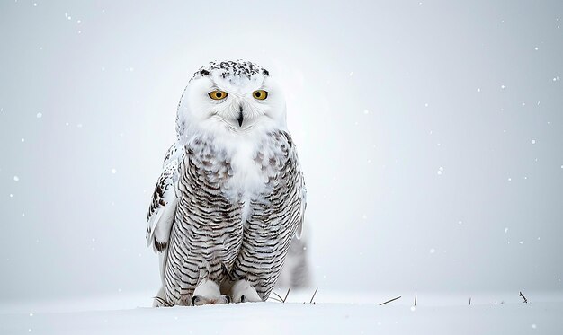 Photo an owl is standing in the snow with a white background