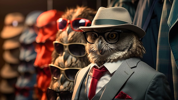 owl in man clothes HD wallpaper photographic image