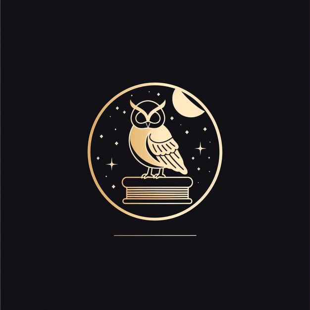 Photo owl in the moonlight minimalist style vector illustration