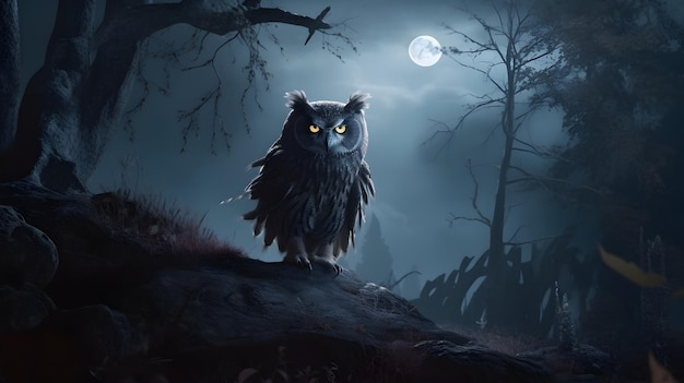 Owl in the moonlight wallpaper