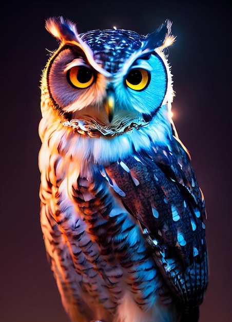 Owl in night time background3d illustration