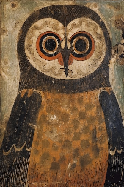 an owl painted on a wall