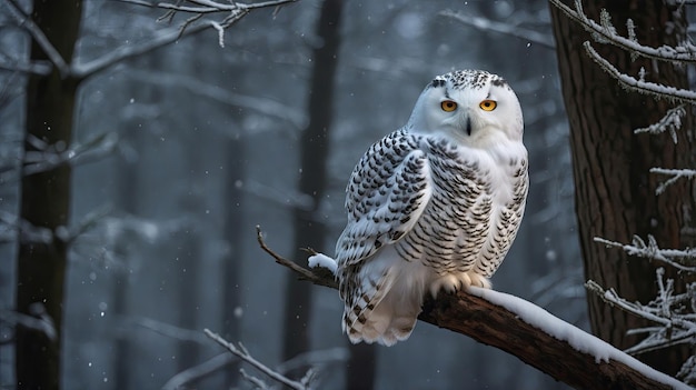 Photo owl perched in the forest trees