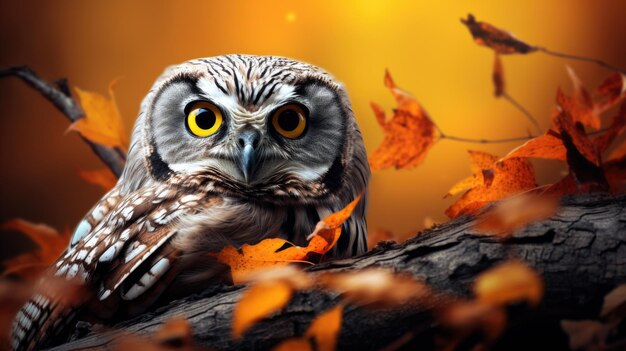 Owl perched on tree branch Perfect for nature and wildlife enthusiasts