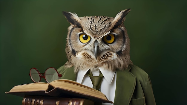 Owl professor with books AI generated image