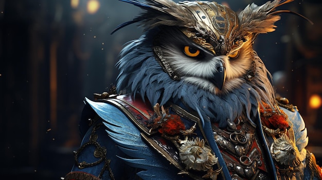 owl soulful nobleman digital art illustration Generative AI