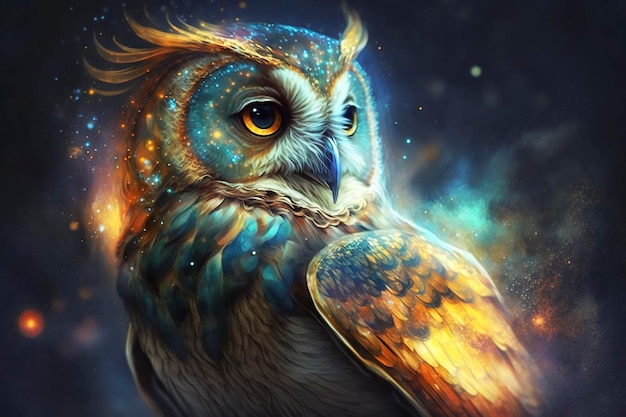 owl in space style