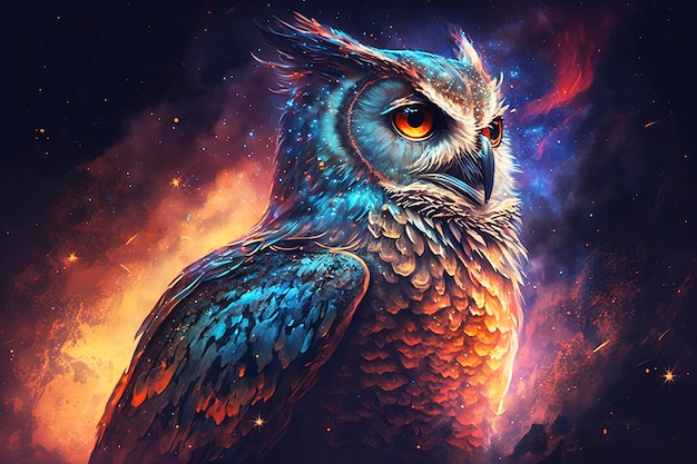 owl in space style